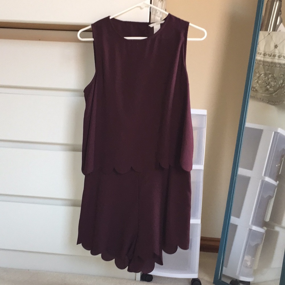 HM maroon scalloped romper